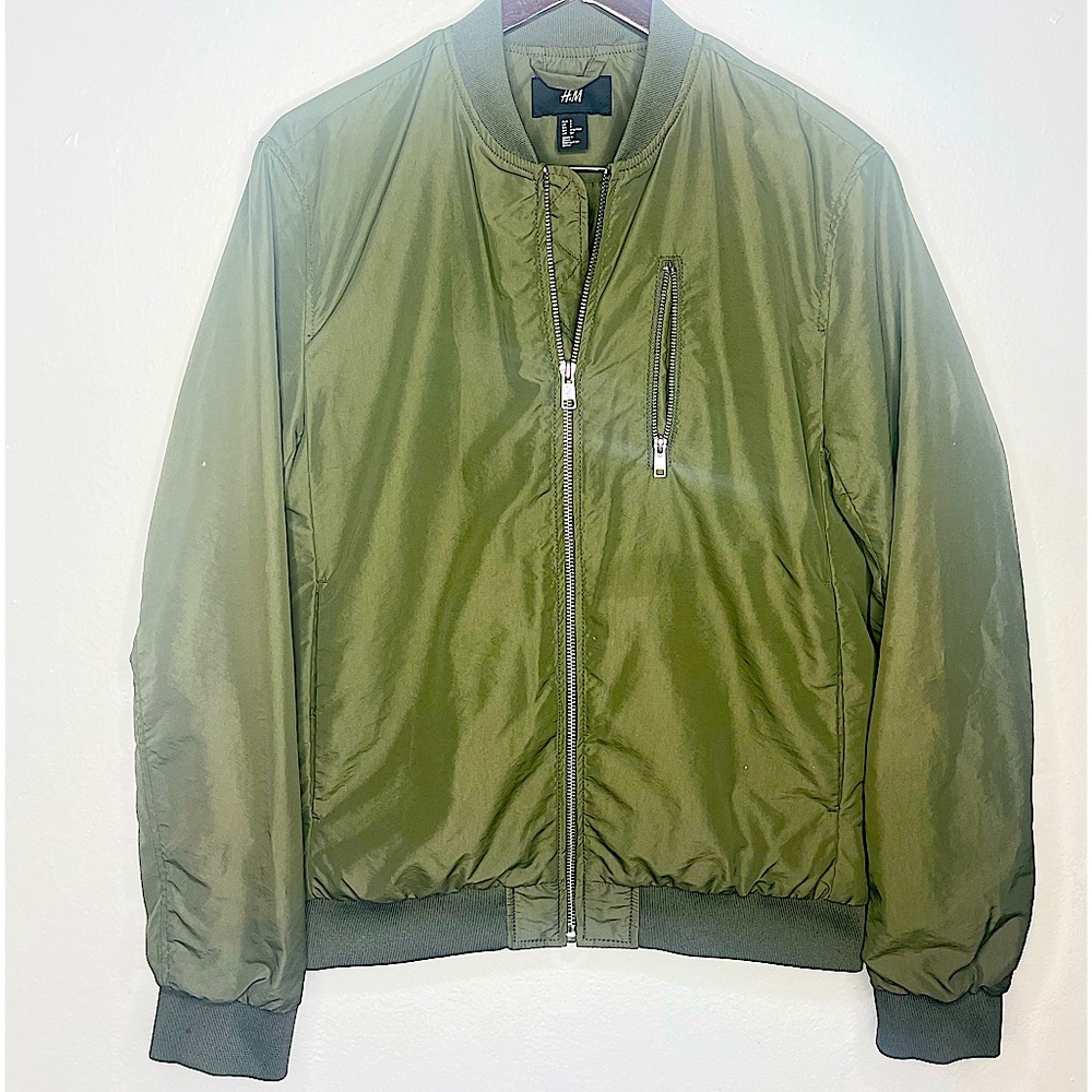 H&M Mens Bomber Jacket- Forest Green